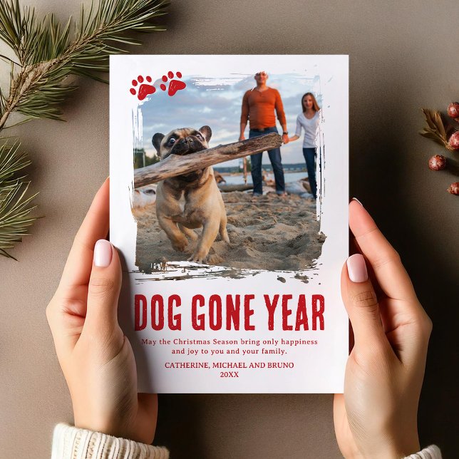 Cartes Pour Fêtes Annuelles Chien de l'année Red Photo Noël (Créateur téléchargé)