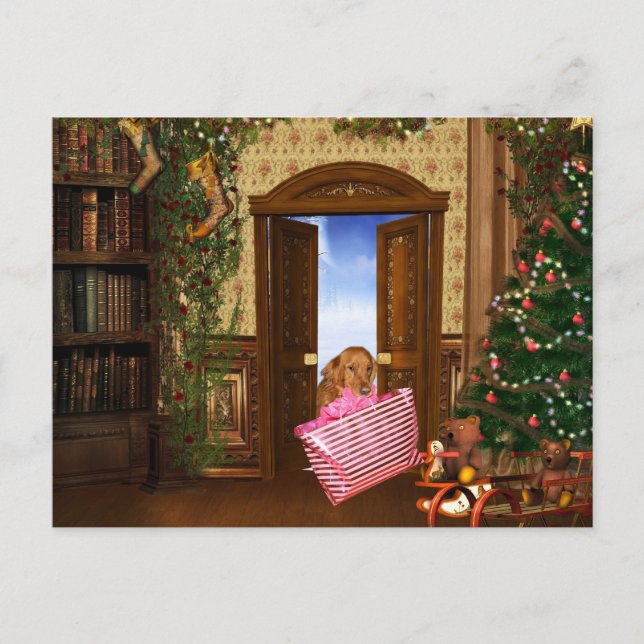 Cartes Pour Fêtes Annuelles Chien de Noël (Devant)