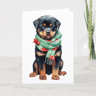Cartes Pour Fêtes Annuelles Chien de Noël, chiot Rottweiler de fêtes