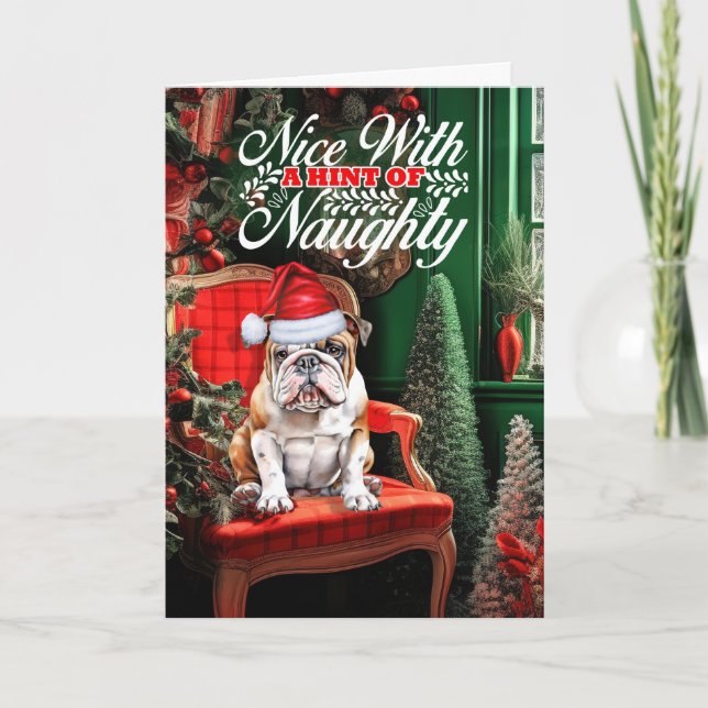 Cartes Pour Fêtes Annuelles Chien de Noël Coquin (Devant)