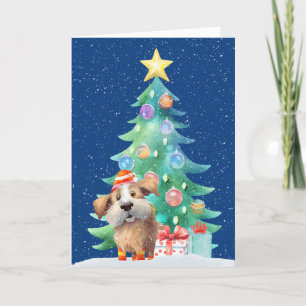 Cartes Pour Fêtes Annuelles Chien de Noël dans les flocons de neige