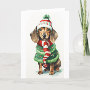 Cartes Pour Fêtes Annuelles Chien de Noël, Daschund (doxy) de Fêtes BLANK