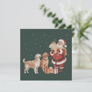 Cartes Pour Fêtes Annuelles Chien de Noël de maman retriever doré vintage Sant