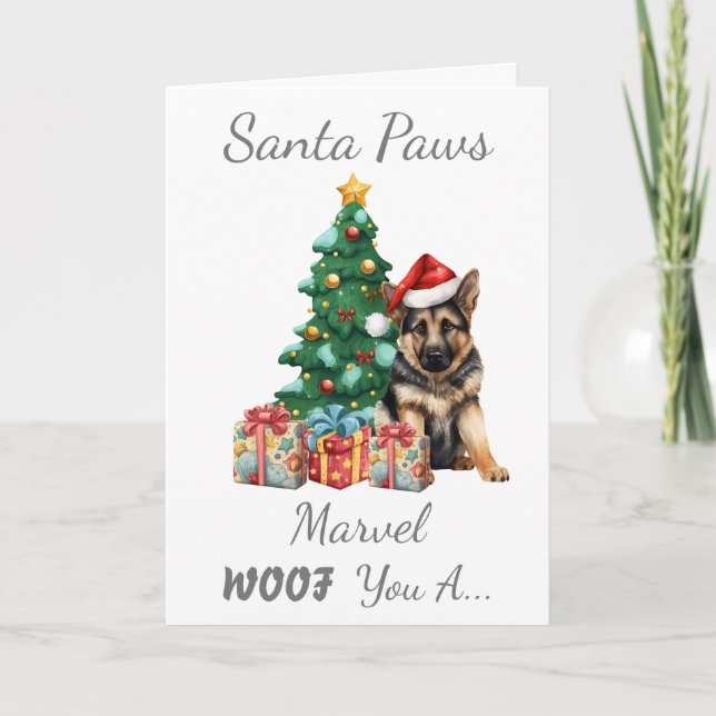 Cartes Pour Fêtes Annuelles Chien de Noël personnalisable berger allemand (Devant)