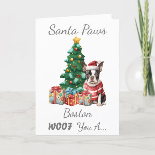 Cartes Pour Fêtes Annuelles Chien de Noël personnalisable Boston Terrier