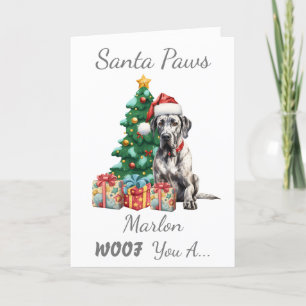 Cartes Pour Fêtes Annuelles Chien de Noël personnalisable Great Dane
