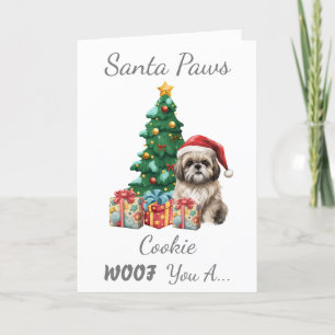 Cartes Pour Fêtes Annuelles Chien de Noël personnalisable Shih Tzu