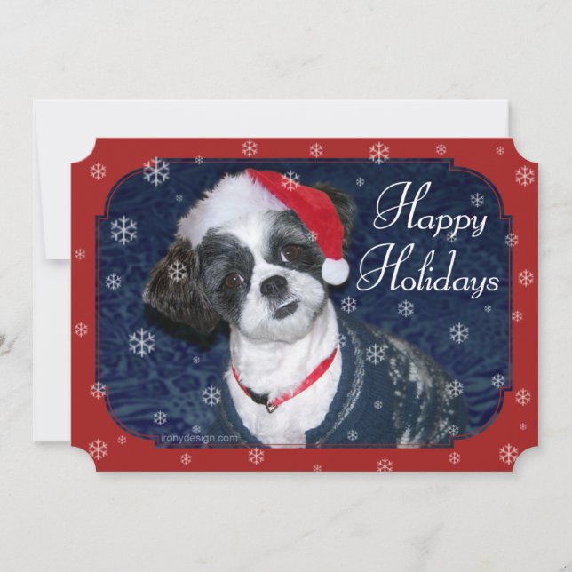 Cartes Pour Fêtes Annuelles Chien de Noël Shih Tzu (Devant)