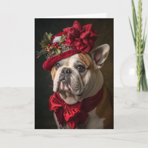 Cartes Pour Fêtes Annuelles Chien de Noël Victorien Bouledogue Anglais