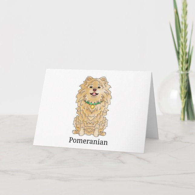 Cartes Pour Fêtes Annuelles Chien de Poméranie | (Devant)
