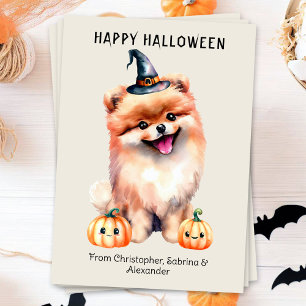 Cartes Pour Fêtes Annuelles Chien de Poméranie Happy Halloween