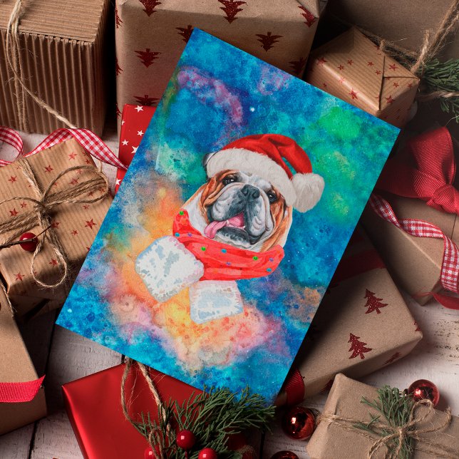Cartes Pour Fêtes Annuelles Chien de race anglais Bulldog Noël (Créateur téléchargé)