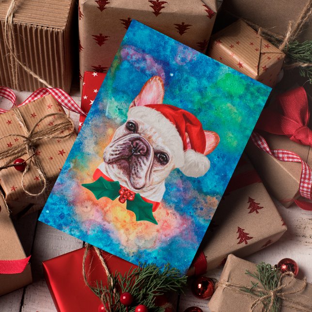 Cartes Pour Fêtes Annuelles Chien de race française de chien de race Noël (Créateur téléchargé)