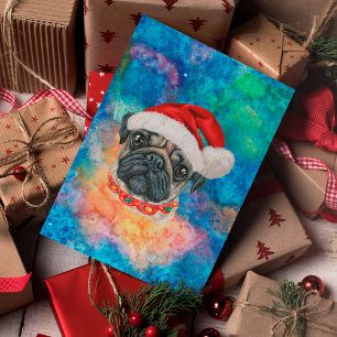 Cartes Pour Fêtes Annuelles Chien de race Pug Noël