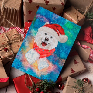 Cartes Pour Fêtes Annuelles Chien de race Samoyède Noël