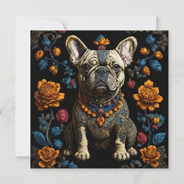 Cartes Pour Fêtes Annuelles Chien de taule français de l'art populaire mexicai (Devant)
