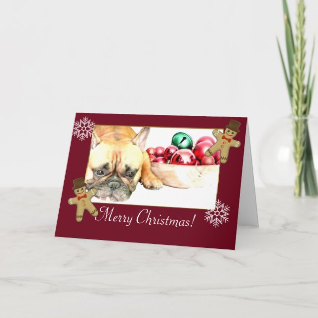 Cartes Pour Fêtes Annuelles Chien de taule français de Noël (Devant)