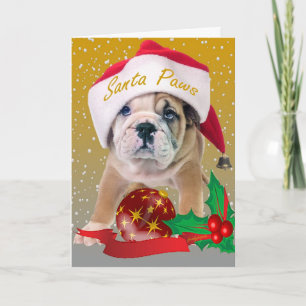 Cartes Pour Fêtes Annuelles Chien de taureau anglais en Santa Hat Cards