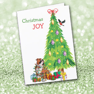 Cartes Pour Fêtes Annuelles Chien de taureau et Arbre de Noël