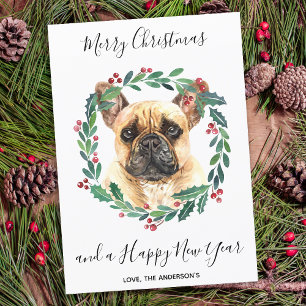 Cartes Pour Fêtes Annuelles Chien de taureau français Élégant Joyeux Noël