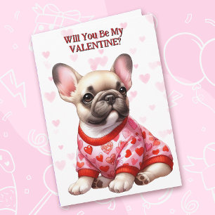 Cartes Pour Fêtes Annuelles Chien de taureau français en Saint-Valentin