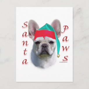 Cartes Pour Fêtes Annuelles Chien de taureau français (wht) Père Noël Paws