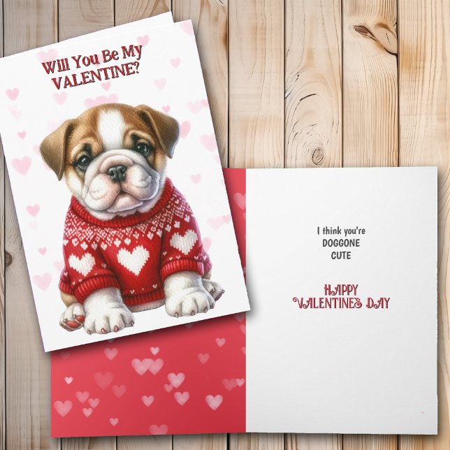 Cartes Pour Fêtes Annuelles Chien de taureau mou en Saint-Valentin (Créateur téléchargé)