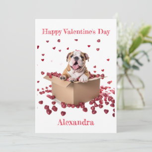 Cartes Pour Fêtes Annuelles Chien de taureau personnalisé en boîte avec Coeurs