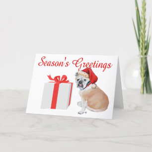 Cartes Pour Fêtes Annuelles Chien de taureaux anglais à Santa Hat