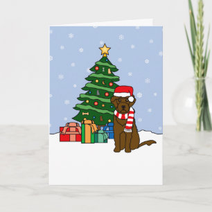 Cartes Pour Fêtes Annuelles Chien d'eau portugais et arbre de Noël