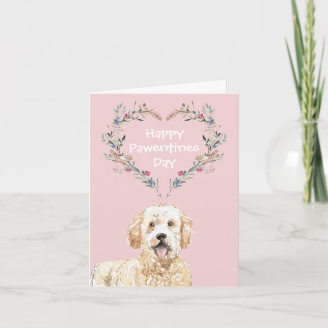 Cartes Pour Fêtes Annuelles Chien d'or Valentines (Devant)