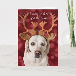 Cartes Pour Fêtes Annuelles Chien du joli Yellow Lab avec Antlers