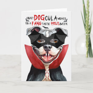 Cartes Pour Fêtes Annuelles Chien du Staffordshire Drôle Count DOGcula Hallowe