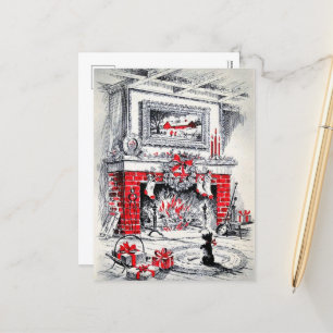 Cartes Pour Fêtes Annuelles chien écossais de Noël rétro