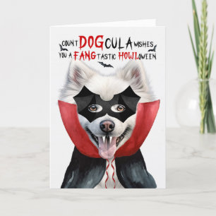Cartes Pour Fêtes Annuelles Chien Eskimo Américain Drôle nombre DOGcula Hallow