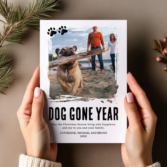 Cartes Pour Fêtes Annuelles Chien est parti année mignonne photo Noël (Créateur téléchargé)