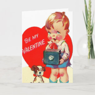 Cartes Pour Fêtes Annuelles Chien et Garçon de la Saint-Valentin Vintage