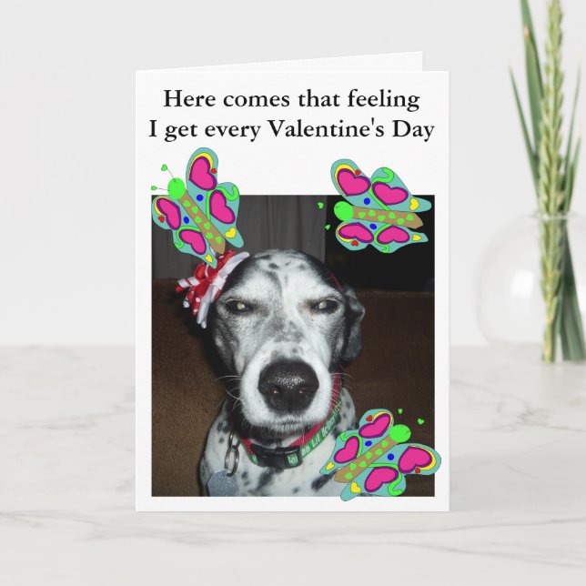 Cartes Pour Fêtes Annuelles Chien et papillons Valentine (Devant)