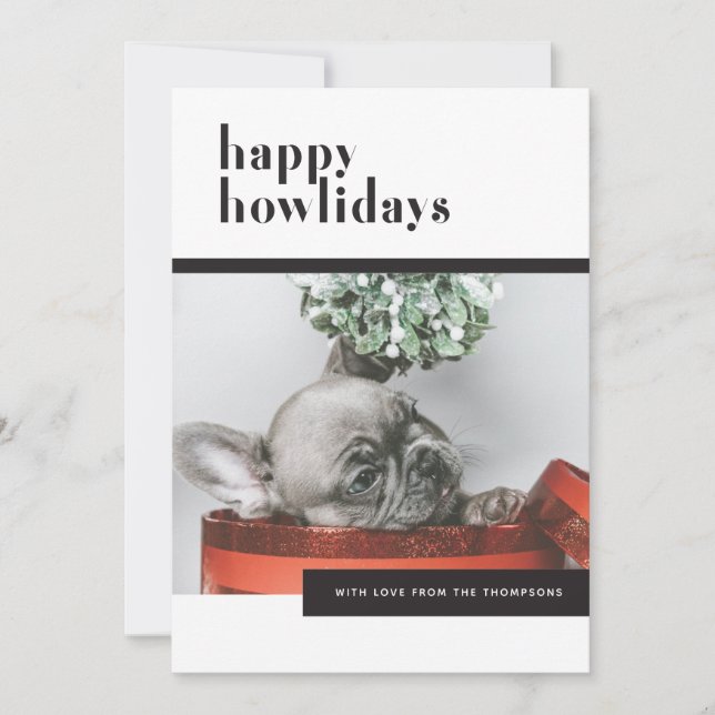 Cartes Pour Fêtes Annuelles Chien Festif moderne Happy Howlidays Pet Lover (Devant)