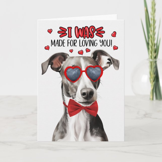 Cartes Pour Fêtes Annuelles Chien Greyhound fait pour vous aimer (Devant)
