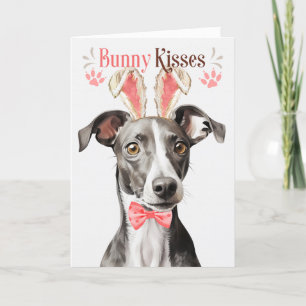 Cartes Pour Fêtes Annuelles Chien gris dans les oreilles de lapin pour Pâques