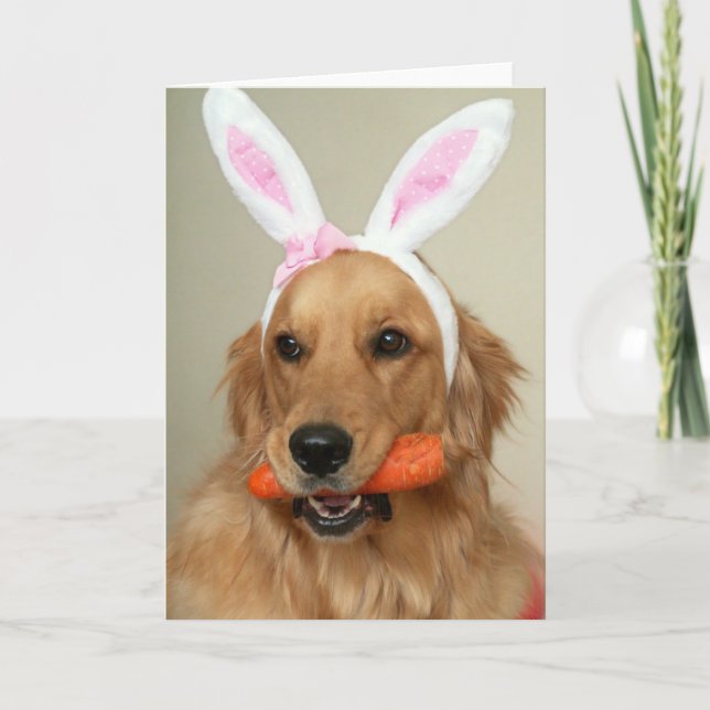 Cartes Pour Fêtes Annuelles Chien idiot de golden retriever avec des oreilles (Devant)