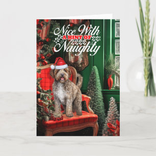Cartes Pour Fêtes Annuelles Chien Lagotto Romagnolo de Noël méchant ou gentil