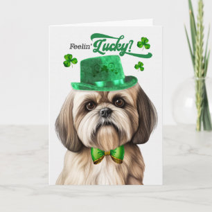 Cartes Pour Fêtes Annuelles Chien Lhasa Apso Se Sentant Chanceux St Patrick's 