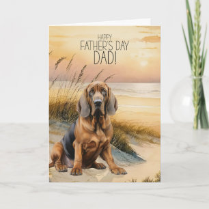 Cartes Pour Fêtes Annuelles Chien Limier Plage Coucher de Soleil Fête des Père