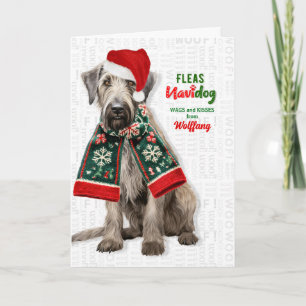 Cartes Pour Fêtes Annuelles Chien loup-hound mignon Drôle de puces Navidog ave