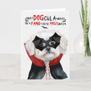 Cartes Pour Fêtes Annuelles Chien maltais Drôle compte DOGcula Halloween
