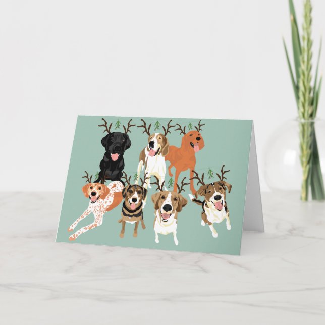 Cartes Pour Fêtes Annuelles Chien Mistletoe (Devant)