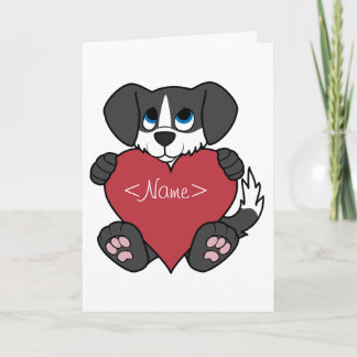 Cartes Pour Fêtes Annuelles Chien noir de Saint-Valentin avec la flamme et le