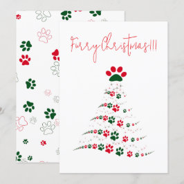 Cartes Pour Fêtes Annuelles Chien Paw Christmas Tree | Fer Noël